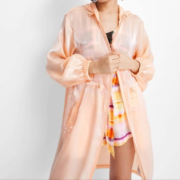 Future Collective For Target 🎯 Cinched Waist Hoodie Parka Arganza Jacket Sheer - Picture 2 of 12